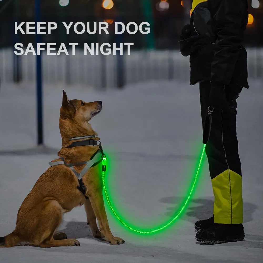1 Pack LED Dog Leash USB Rechargeable Colorful 5ft Glow-in-Dark Safety Leash with Steel Cable & Quick Clip for Small Medium Large Dogs (Colorful, 5 feet)