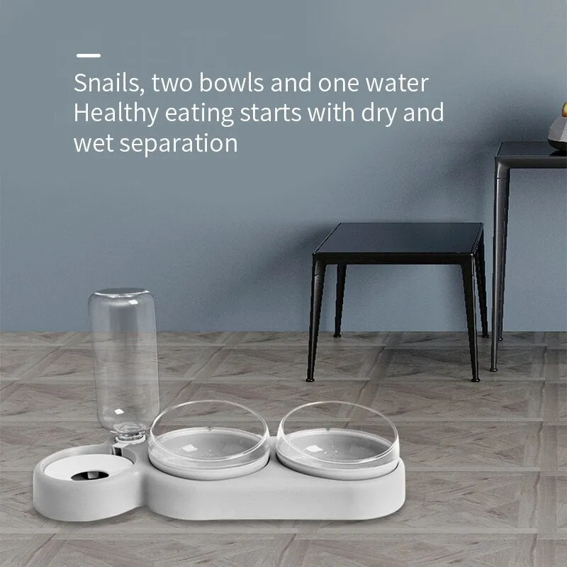 2-in-1 Pet Feeder Cats Dogs Food Bowl Water Bowls