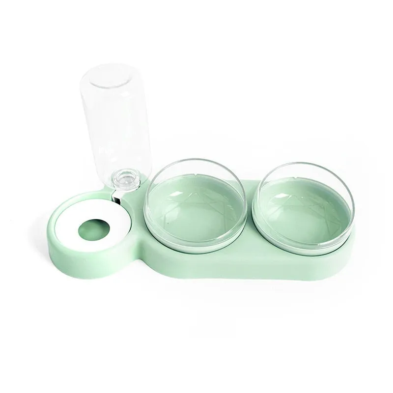 2-in-1 Pet Feeder Cats Dogs Food Bowl Water Bowls