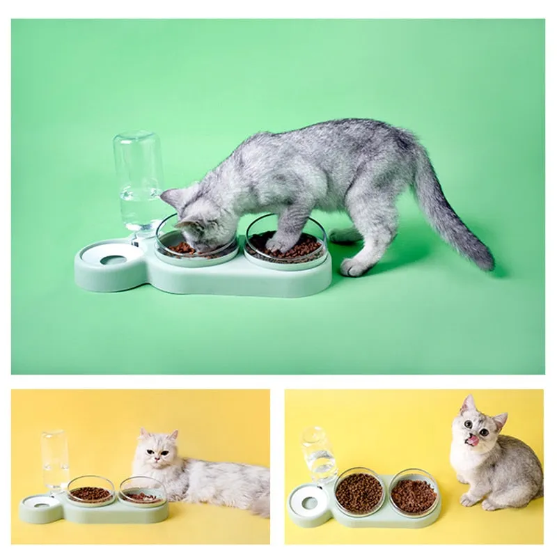 2-in-1 Pet Feeder Cats Dogs Food Bowl Water Bowls