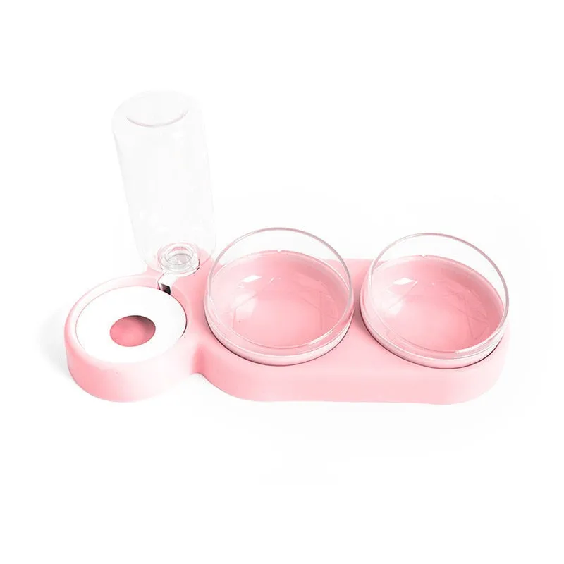 2-in-1 Pet Feeder Cats Dogs Food Bowl Water Bowls