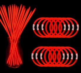 200 Pcs Red Glow Sticks Bracelet Necklaces Bulk Glow in The Dark Party Supplies 8 Light Up Stick with Connectors for Christmas Valentine's Day Easter 4th of July Party Favors Birthday Carnival