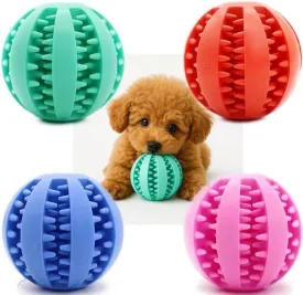 4 Pack Multi-Color Interactive Dog Ball Toy, Dental Cleaning Treat Dispenser, (Mint, Red, Pink, Ocean Blue)