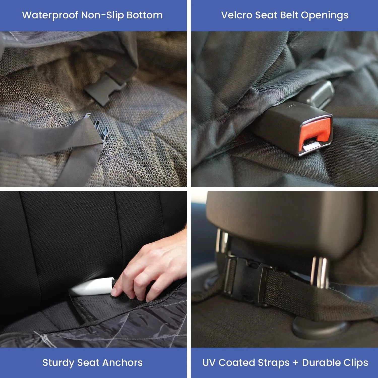 4Knines Dog Backseat Cover with Hammock for Cars, SUVs, and Trucks  Waterproof Layers, Nonslip Seat Protector, Durable Nylon Clips, K9 Shield with Heavy Duty Thread, (Regular, Tan)
