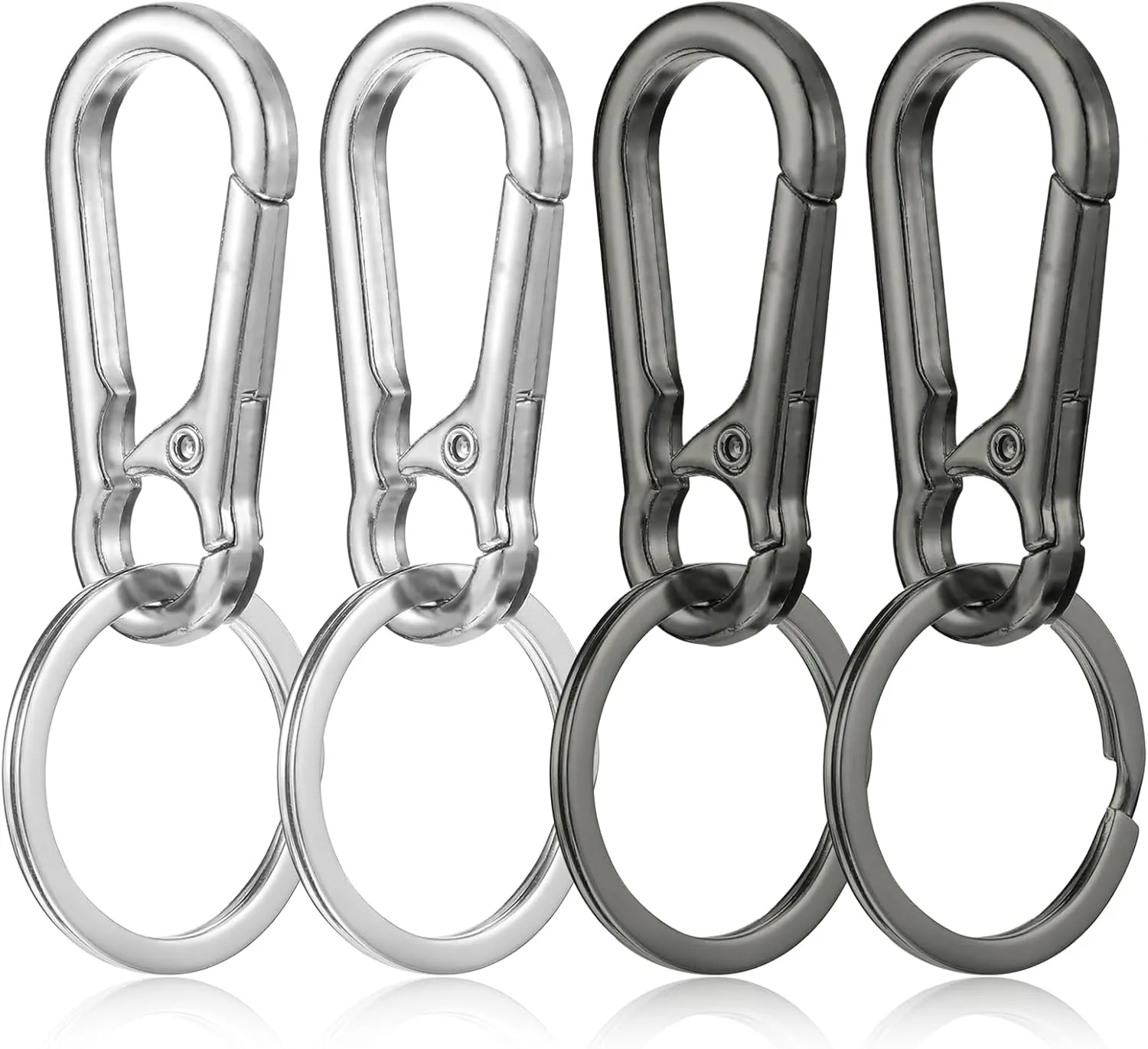 4PCS Dog Tag Clip for Collar, Heavy Duty Pet Tag Clip, Dog Tag Holder Rings, Mini Carabiner Clip for Pet Collars and Harnesses(Silver, Black)