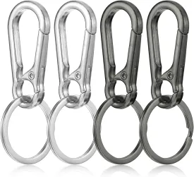 4PCS Dog Tag Clip for Collar, Heavy Duty Pet Tag Clip, Dog Tag Holder Rings, Mini Carabiner Clip for Pet Collars and Harnesses(Silver, Black)