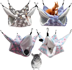 4Pcs Rat Guinea Pig Hanging Hammock Ferret Hanging Bed Pet Cage Hammock Accessories for Small Animals Chinchilla Parrot Sugar Glider Ferret