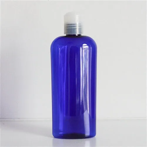 8 oz Blue PET Cosmo Oval with 24-410 Neck