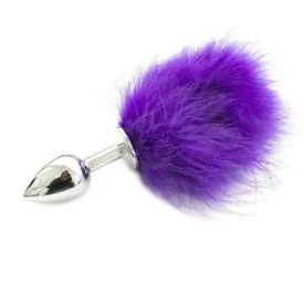 9830M      Bunny Butt Chrome Plug with Purple Puff Tail - LAST CHANCE - Final Closeout!