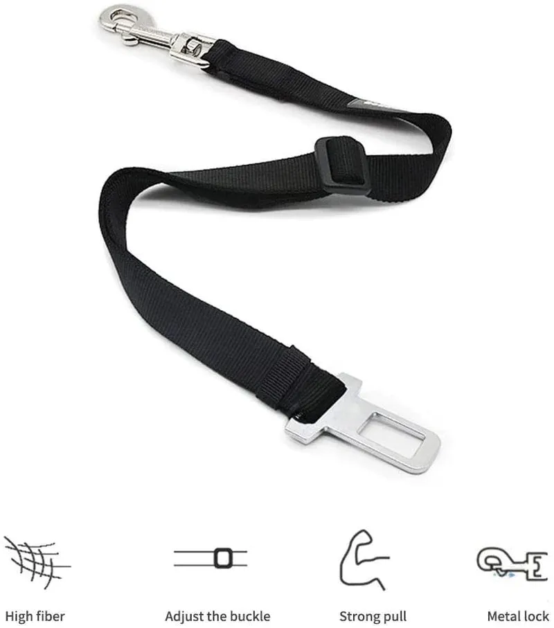 Adjustable Pet Cat Dog Car Seat Belt Pet Seat Vehicle Dog Harness Lead Clip Safety Lever Traction