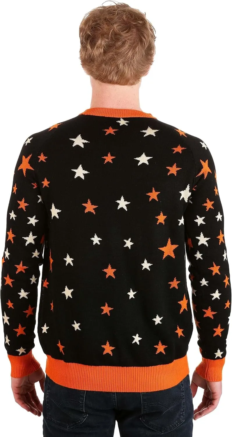 Adult Vintage Halloween Cat Halloween Sweater, Soft Acrylic & Cotton Blend, Knitted Graphics