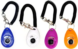 Advanced 4 Multi-Colorful Dog Clicker - Large Medium Small Dogs Training Clicker with Wrist Strap. (Blue,White,Violet,Dark Yellow)