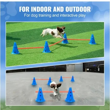 Agility Training Hurdle/Cone Set - 12 Cones, 6 Rods with Storage Bag for Dogs