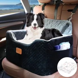 AlfaTok Memory Foam Booster Dog Car Seat Medium Dogs, Elevated Pet Car Seat Under 45 LBS, Detachable Washable, Anti-Slip Dog Booster Seat for Car Back Seat Only, Travel Dog Car Bed, Dog Seat Belt