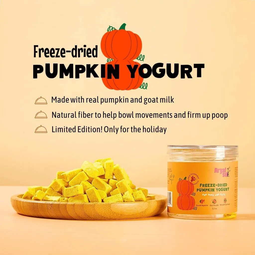 Arya Sit Freeze-Dried Pumpkin Yogurt Treats for Dogs & Cats, 3.5-oz