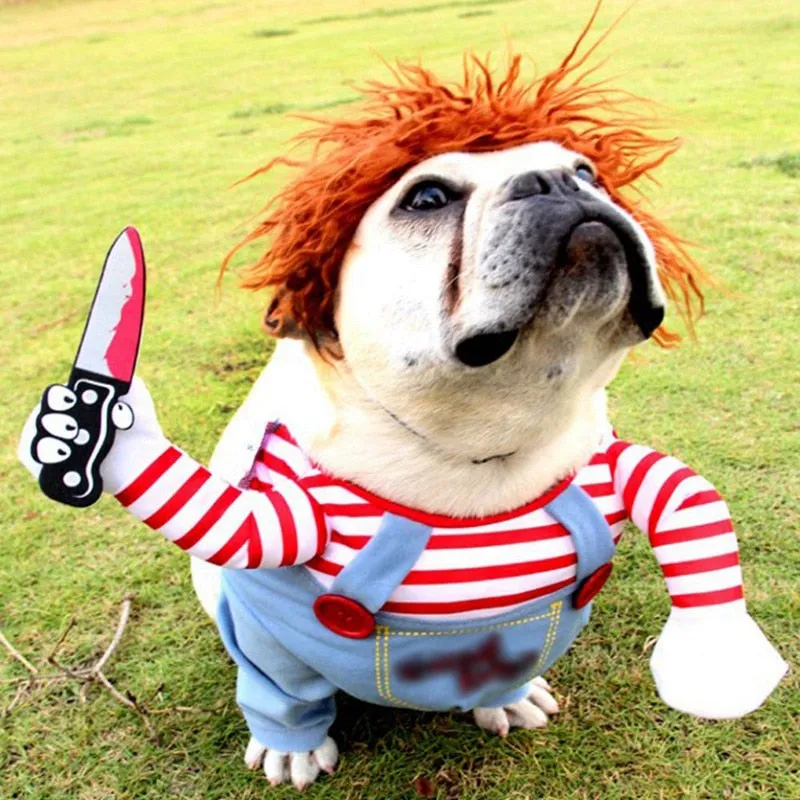 Best Funny Cosplay Costume Dog Cat Clothes Holding a Knife Set Outfits