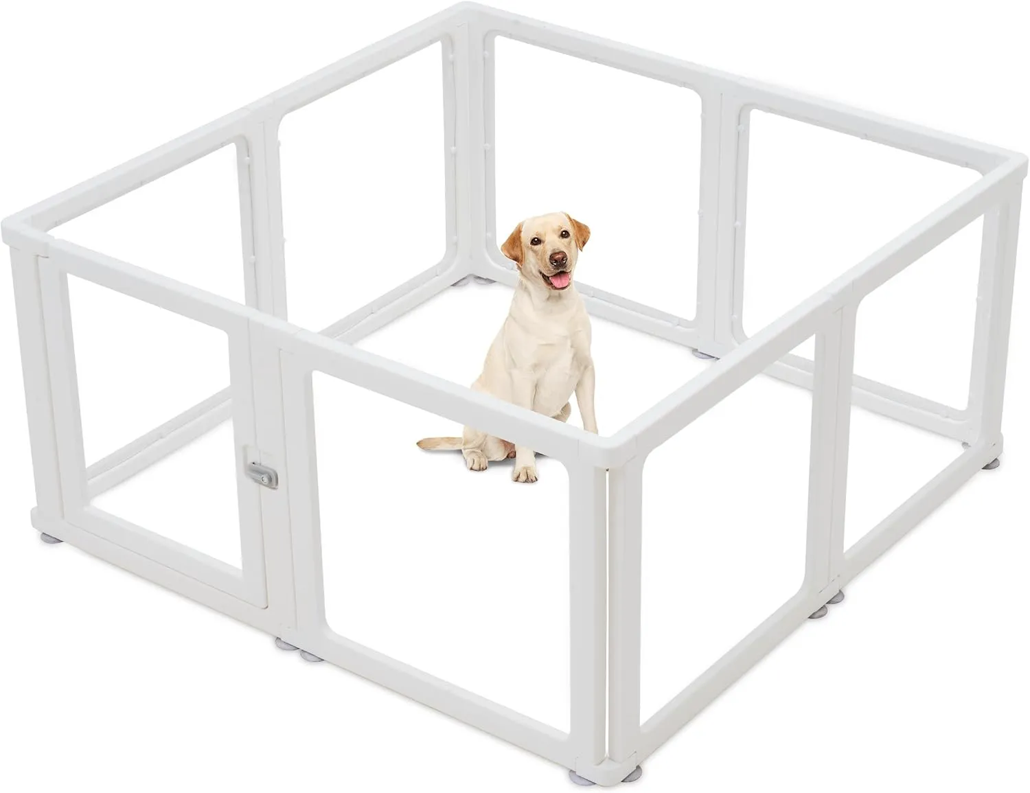 Bienven Clear Acrylic Dog Playpen,Pet Playpen with Door,Safe and Secure Pet Fence,Easy to Assemble and Remove for Dogs, Cats, Bunnies, Pigs,8-Panel 24"