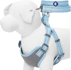 Blueberry Pet Essentials Dog Harness, Dog Collar, Dog Leash & Dog Seat Belt for Car, Reflective Adjustable Harness Set for Medium & Large Dogs, Safety-Conscious Travelers, Baby Blue