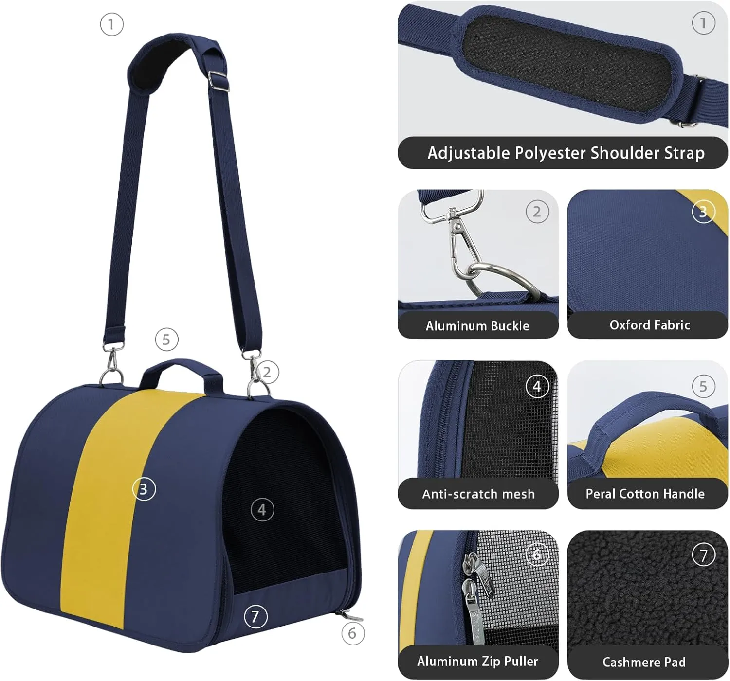 Cat, Dog Carrier for Medium Large Cat up to 30 Lbs, TSA Airline Approved Carrier Soft Sided, Collapsible Travel Puppy Carrier (Blue and Yellow, Medium)