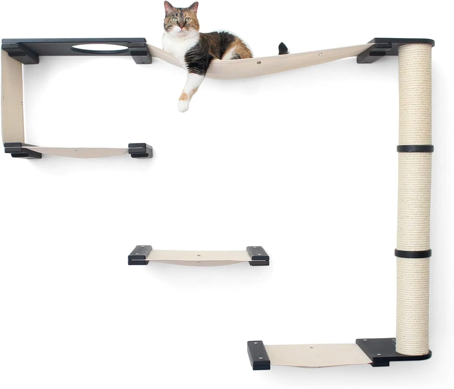 CatastrophiCreations Cat Mod Climb Track Handcrafted Wall Mounted Cat Tree Shelves, English Chestnut/Natural, One Size (528375911ENNAT)