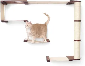 CatastrophiCreations Cat Mod Climb Track Handcrafted Wall Mounted Cat Tree Shelves, English Chestnut/Natural, One Size (528375911ENNAT)