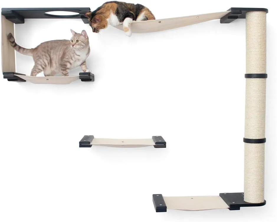CatastrophiCreations Cat Mod Climb Track Handcrafted Wall Mounted Cat Tree Shelves, English Chestnut/Natural, One Size (528375911ENNAT)