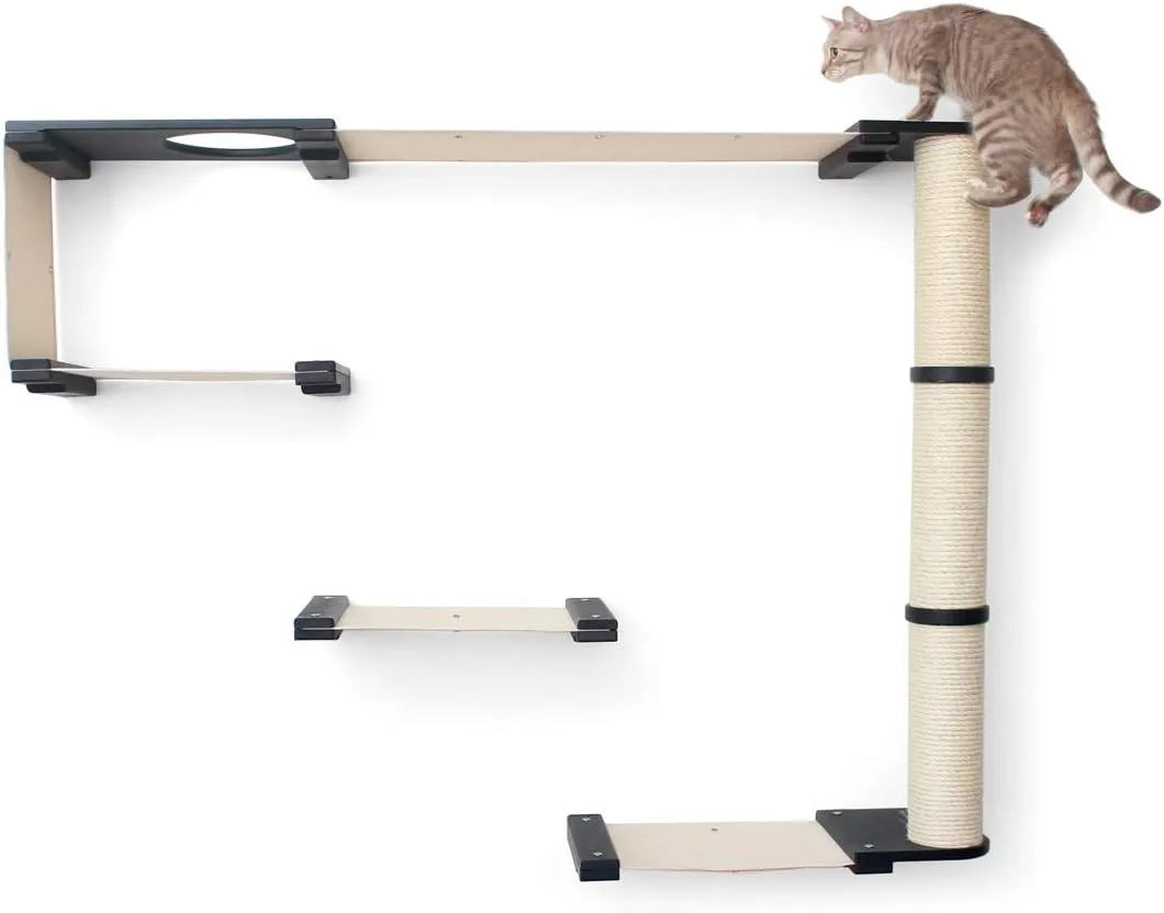 CatastrophiCreations Cat Mod Climb Track Handcrafted Wall Mounted Cat Tree Shelves, English Chestnut/Natural, One Size (528375911ENNAT)