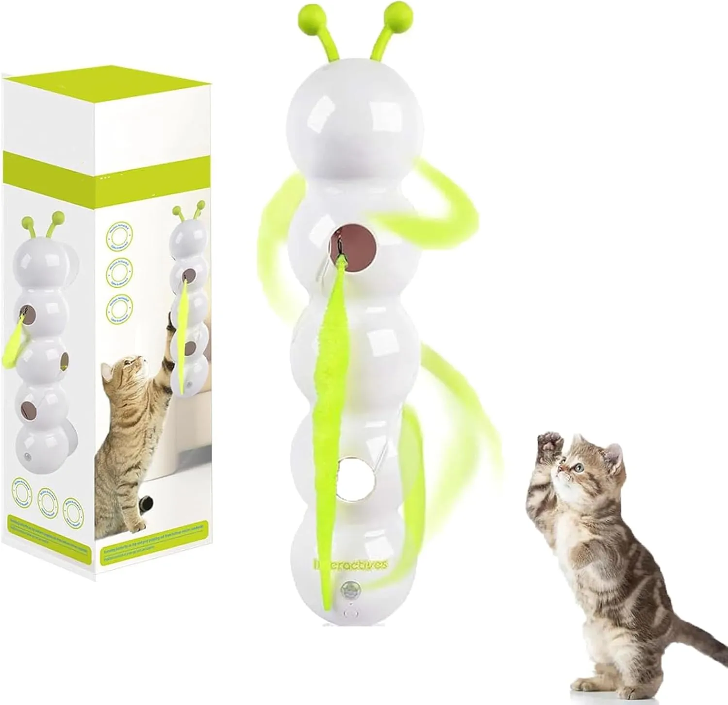 Caterpillar Smart Cat Toy, Interactive Caterpillar Cats Toy, Caterpillars Interactive Cats Toys, Interactives Kitty Feather Toys, for Play and Exercise (1pcs)