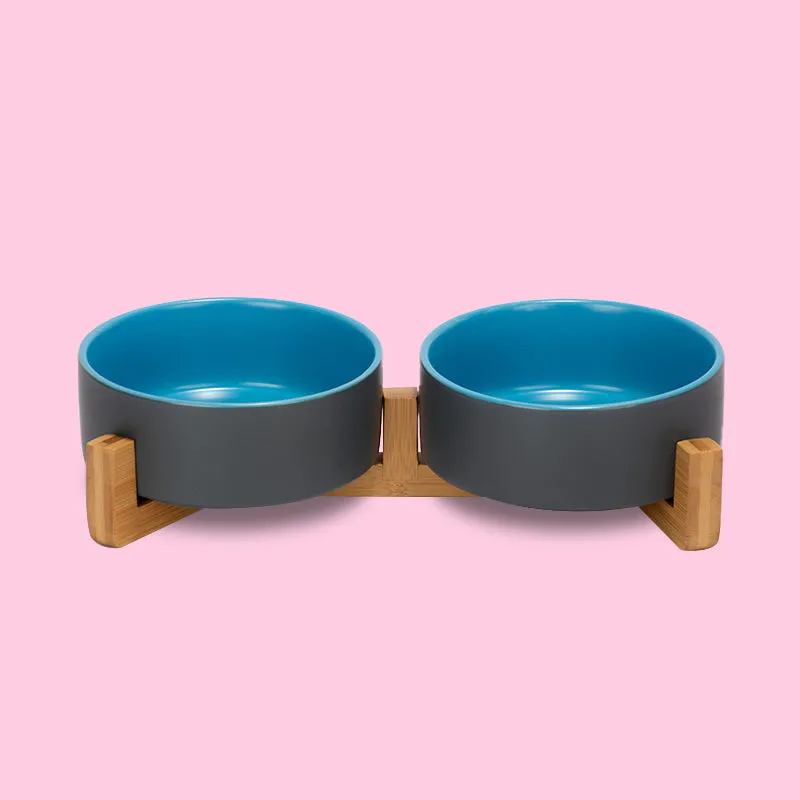 Color Mixed Ceramic Dog Bowl Set