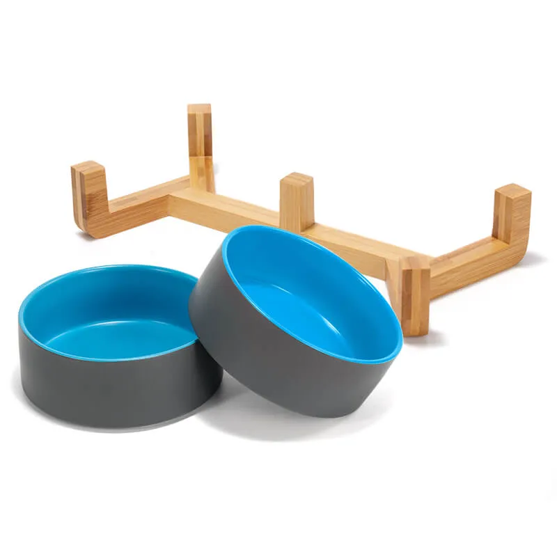 Color Mixed Ceramic Dog Bowl Set