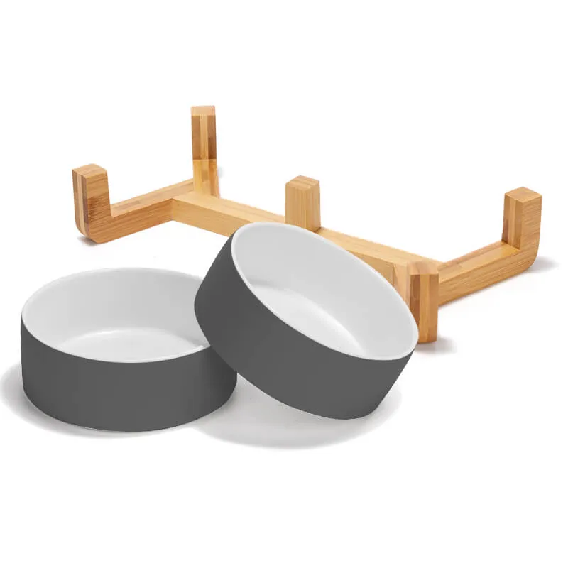 Color Mixed Ceramic Dog Bowl Set