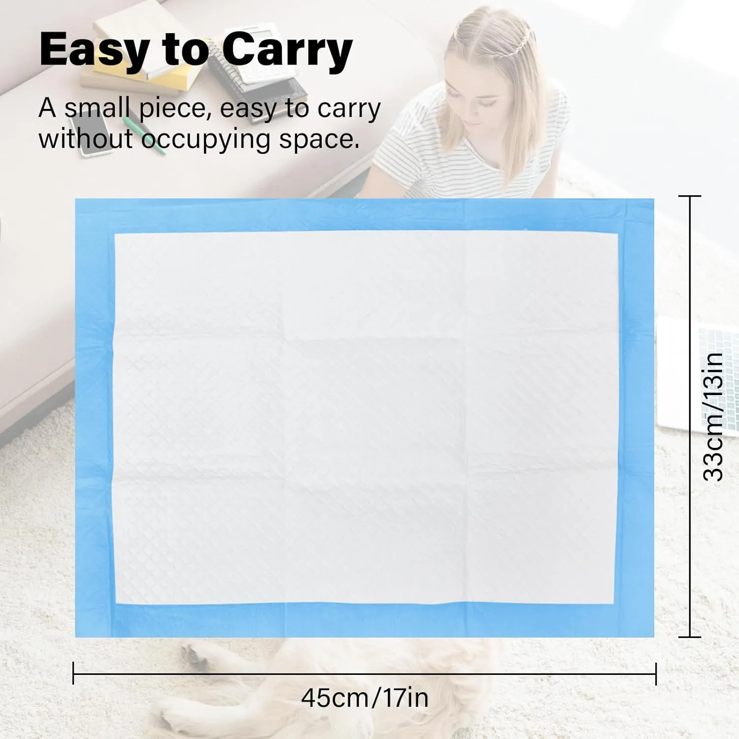 Disposable Pet Pads for Dogs Training, Protection Underpads with Leak Proof and Super Absorbent for Puppy Pee Potty Training, Baby & Adults Bed Pads for Incontinence -Blue(17" x 13", 50 Count)