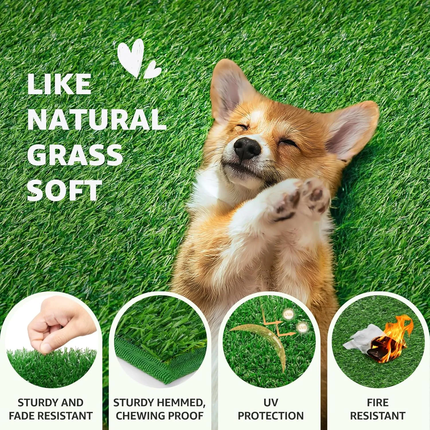 Dog Grass Pad with Tray Extra Large 47.6x29.2'',Portable Dog Litter Box with 2 Pcs Replacement Hemming Artificial Grass & Washable Reusable Pee Pads, Indoor Outdoor Fake Grass Pad for Dogs Potty