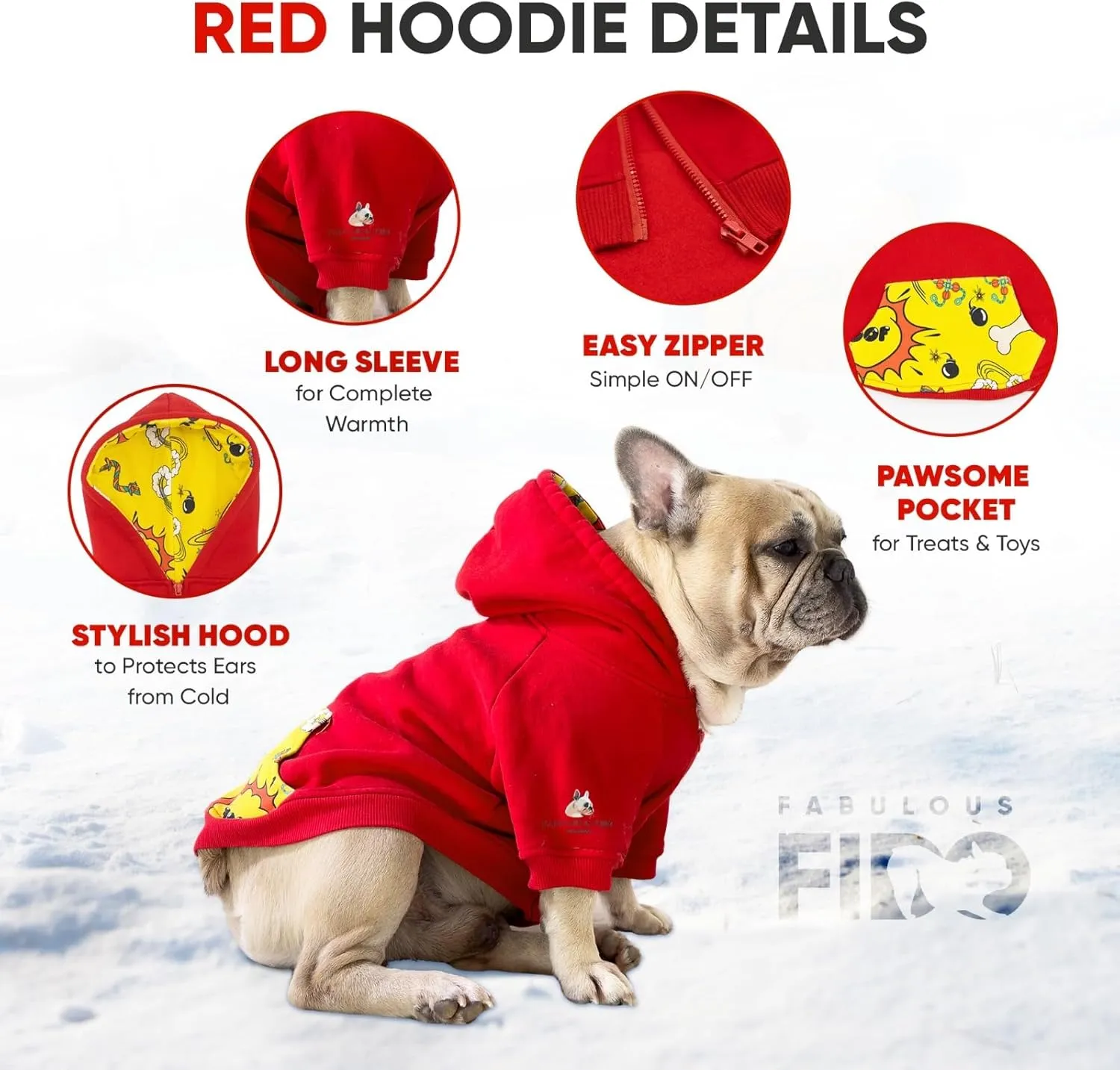 Dog Hoodie - French Bulldog Clothes, Dog Apparel & Accessories - Cotton Pet Clothes for Dogs with Pocket - Breathable and Skin-Friendly Sweatshirt for Small Dog Breeds (Small)