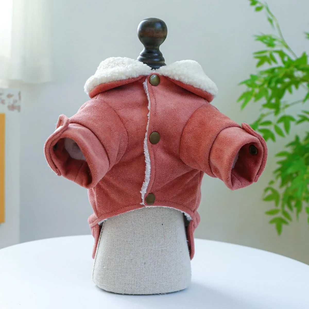 Dog Leather Jacket Fleece Lined Puppy Leather Coat Small Dog Winter Stylish Jacket Cold Weather Chihuahua Yorkie Warm Windproof Waterproof Coats Pet Christmas Holiday Birthday Dog Clothes