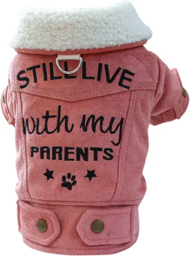 Dog Leather Jacket Fleece Lined Puppy Leather Coat Small Dog Winter Stylish Jacket Cold Weather Chihuahua Yorkie Warm Windproof Waterproof Coats Pet Christmas Holiday Birthday Dog Clothes