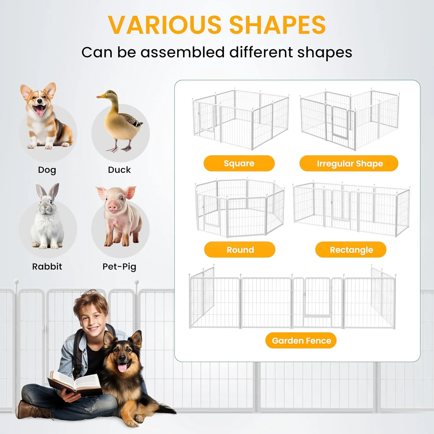 Dog Playpen 24 Inch 8 Panels, Ideal Dog Fence for Puppy/Small Dogs Indoor & Outdoor Bliss, Perfect Dog Pen for Camping, Yard, RV, Garden Fence, White