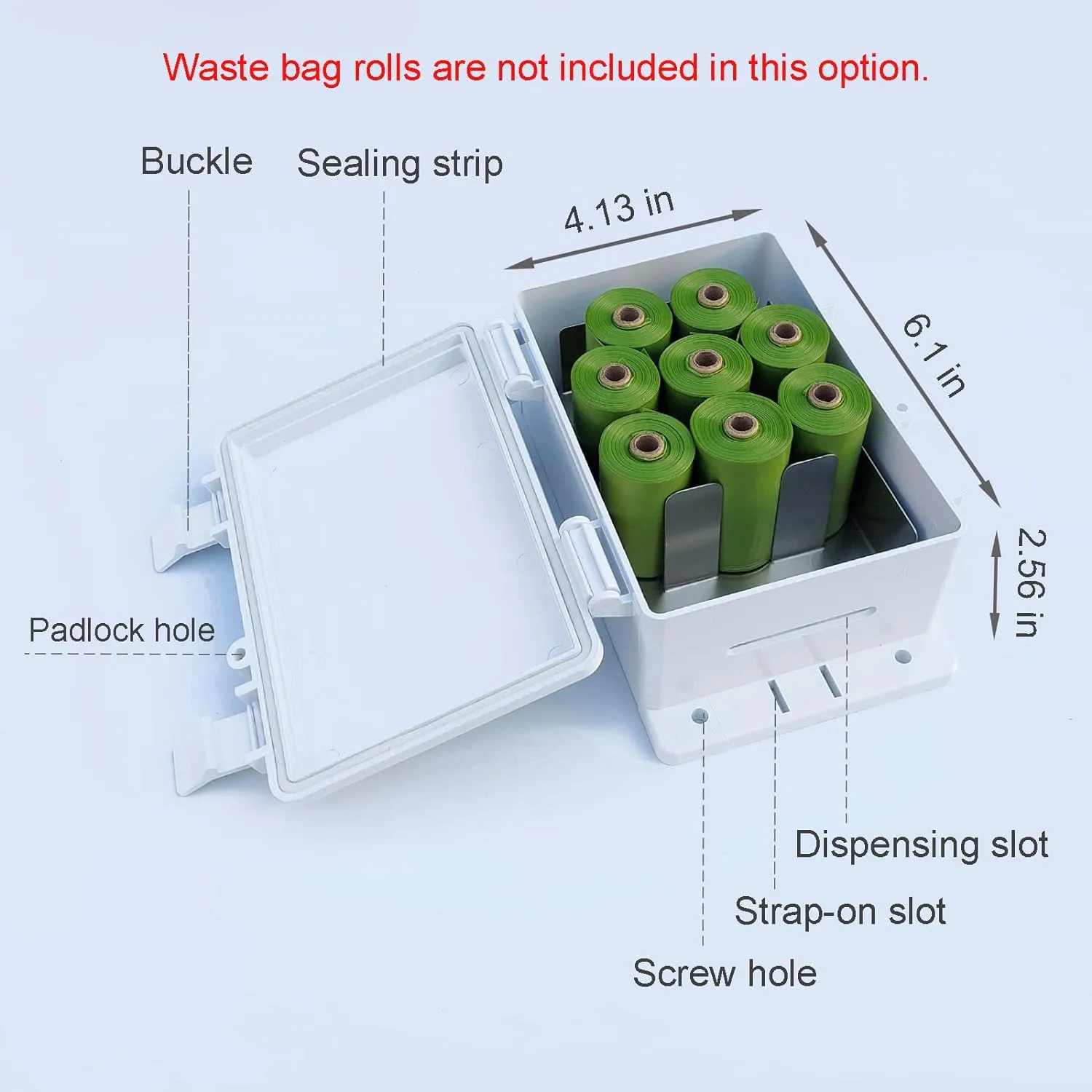 Dog Poop Bag Dispenser Wall Mounted Waterproof Outdoor Pet Waste Bags Dispenser Station Stake, Pole, Fence Mounted fits Home, Porch, Back Yard (white,only dispenser)