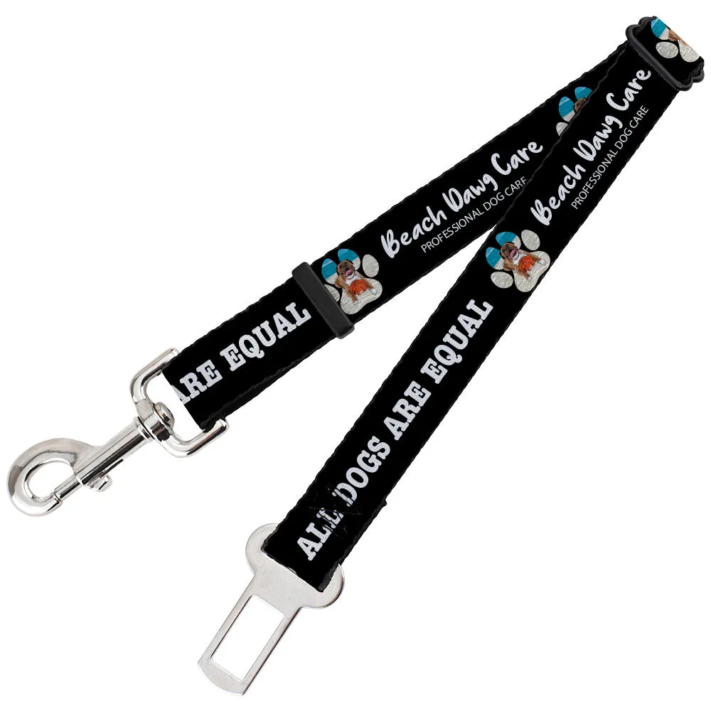 Dog Safety Seatbelt for Cars - BEACH DAWG CARE ALL DOGS ARE EQUAL Black/White