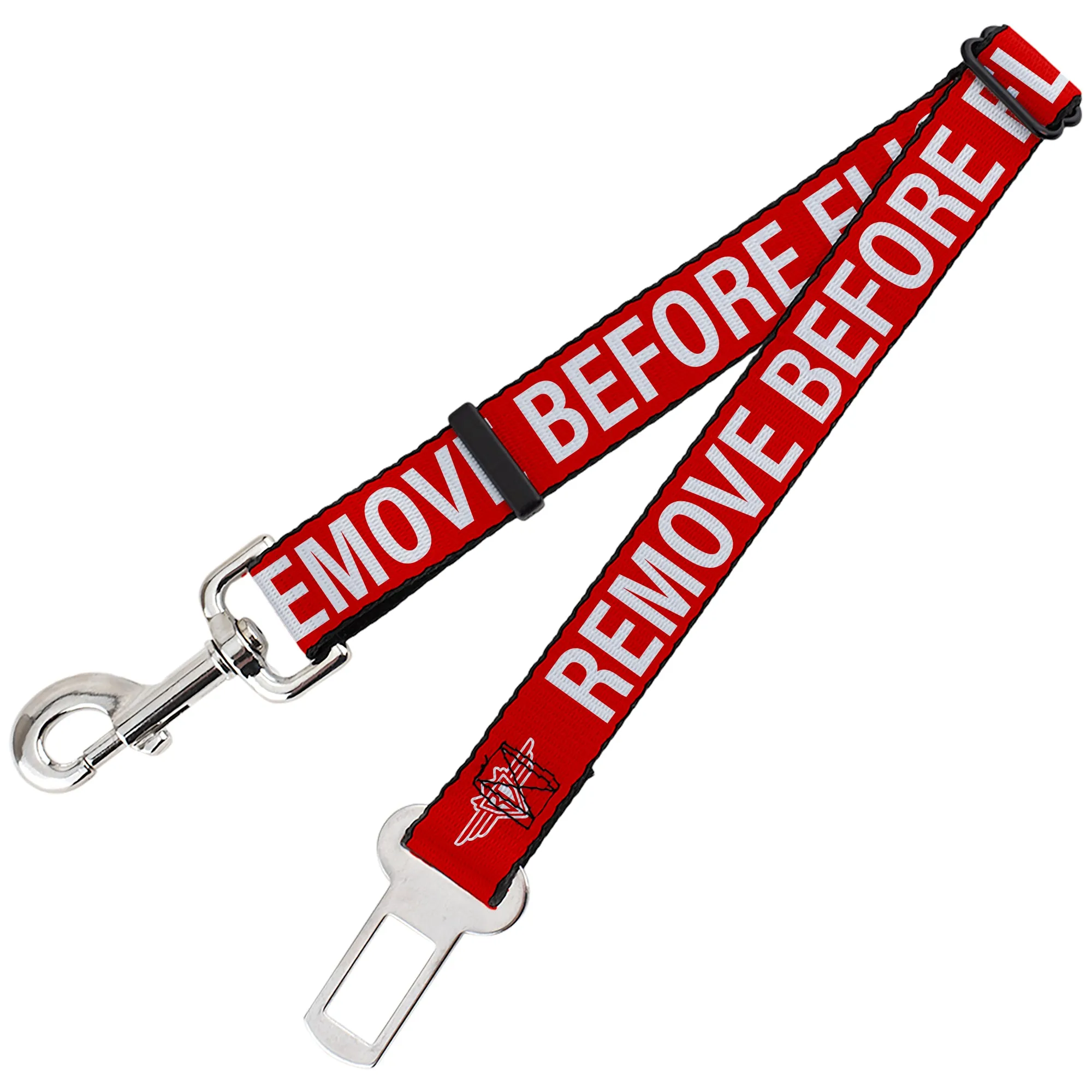 Dog Safety Seatbelt for Cars - Buckle-Down REMOVE BEFORE FLIGHT Red/White