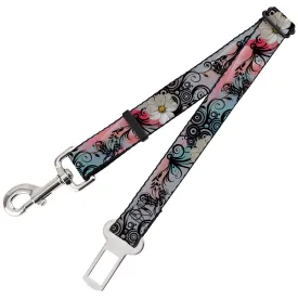 Dog Safety Seatbelt for Cars - Flowers w/Filigree Pink
