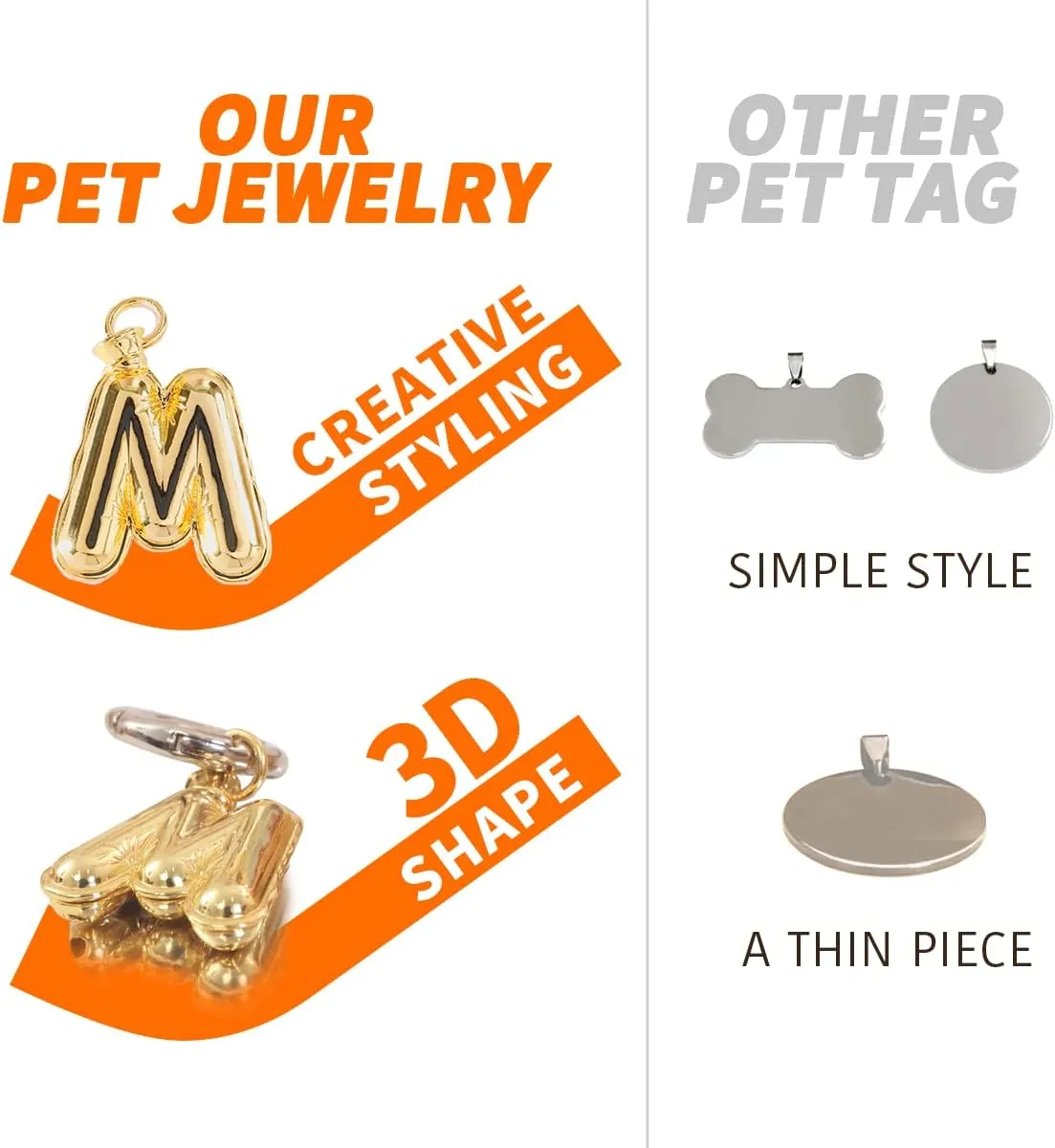 Dogs ID Tags Personalized Double Sided Deep Engraved Cat & Dog Collar Charm Initials/Number Shape