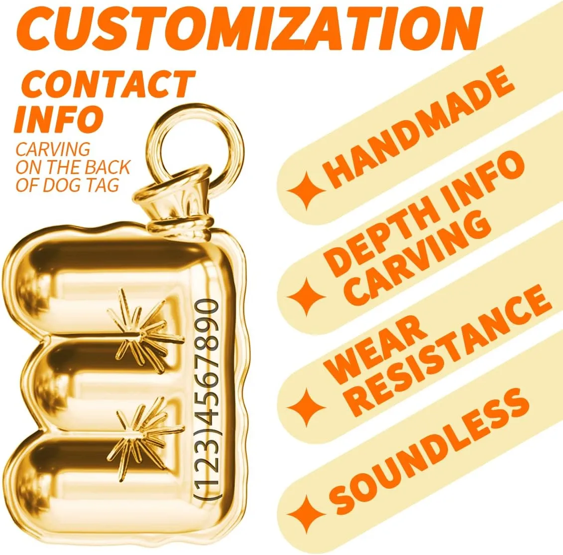 Dogs ID Tags Personalized Double Sided Deep Engraved Cat & Dog Collar Charm Initials/Number Shape