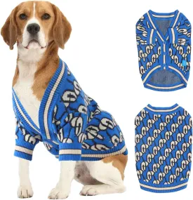 Dynamic Letter Patterned Dog Sweater,Pet Sweaters for Dogs,Dog Cardigan,Knitted Pet Clothing,Pet Clothes,Suitable for All Seasons and Types of Dogs,(Blue M)