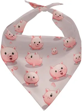 Howilath Cute Cartoon Pigs Bandana, Double Sided Triangle Dog & Cat Party Supplies - Boy & Girl Bibs, Scarf for Small to Large Dogs & Cats