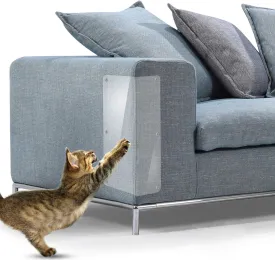 In hand Cat Scratch Furniture, 2PCS Clear Premium Heavy Duty Flexible Vinyl Protector Dog Cat Claw Guards with Pins, Stops Scratching Pets Furniture Protector