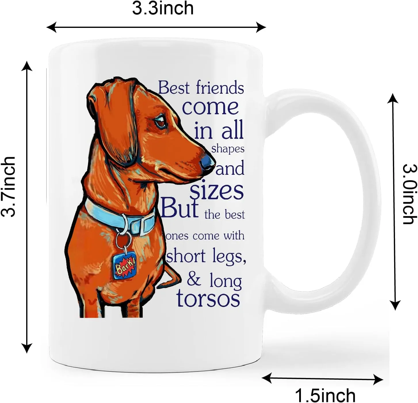 kunlisa Funny Dachshund Mug Cup,Best Friends Come in All Shapes And Sizes Ceramic Mug-11oz Coffee Milk Tea Mug Cup,Gifts For Dog Lovers Dachshund Mom Dog Mom Women Teen Girls,Pet Lovers Gifts
