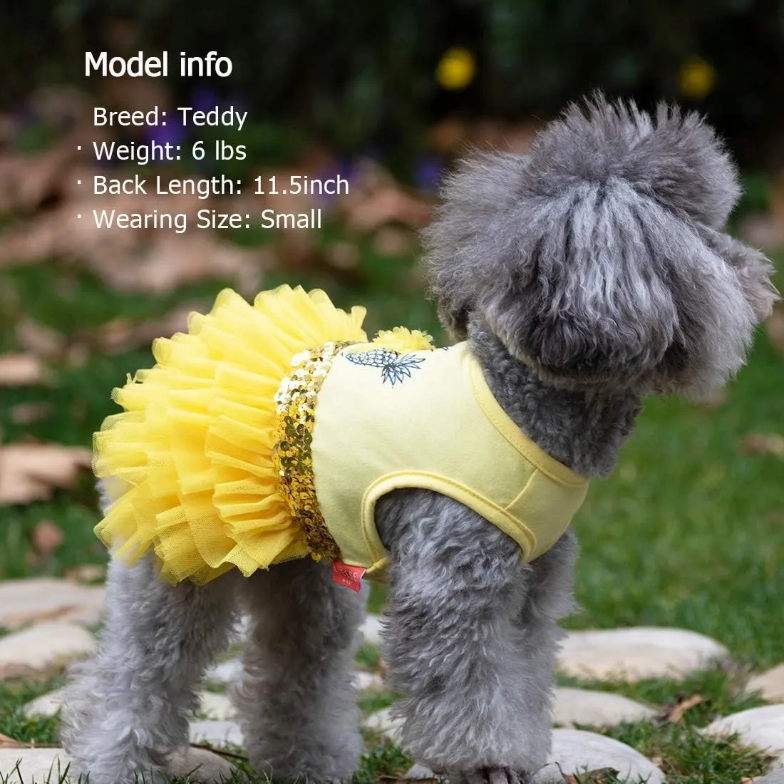 KYEESE Dogs Dress Pineapple Yellow Tiered Dogs Beach Dresses with Sequins Cat Dress Puppy Dress Dog Clothes