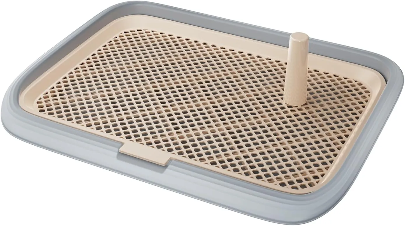Large 23.6"x17.7" Dog Potty Tray, Indoor Pet Pee Pad Holder with Mesh Floor,Bathroom Dog Litter Box, Pet Toilet (Gray)