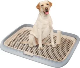 Large 23.6"x17.7" Dog Potty Tray, Indoor Pet Pee Pad Holder with Mesh Floor,Bathroom Dog Litter Box, Pet Toilet (Gray)